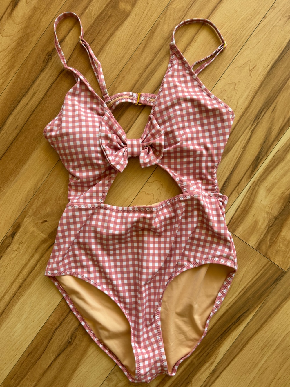 Pink Lily Gingham One-Piece Swimsuit with Bow